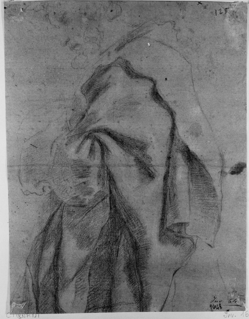 figura virile ammantata (disegno) di Cignani Carlo (sec. XVII)