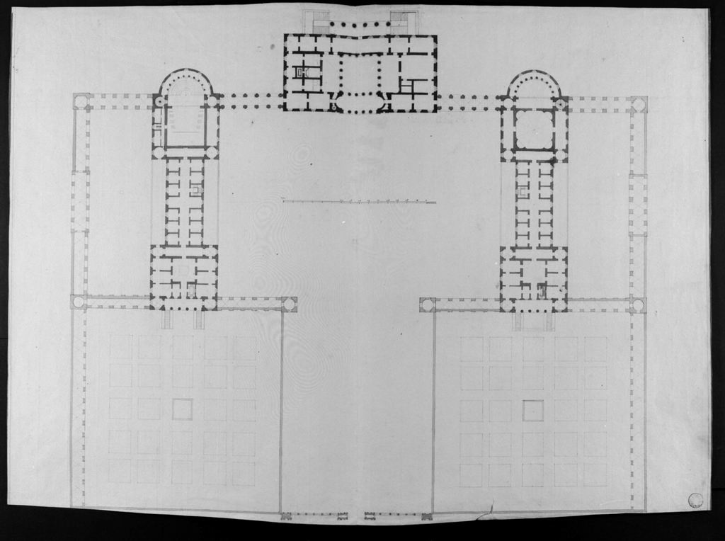 Pianta di edificio (disegno) di Antolini Giovanni Antonio (inizio sec. XIX)