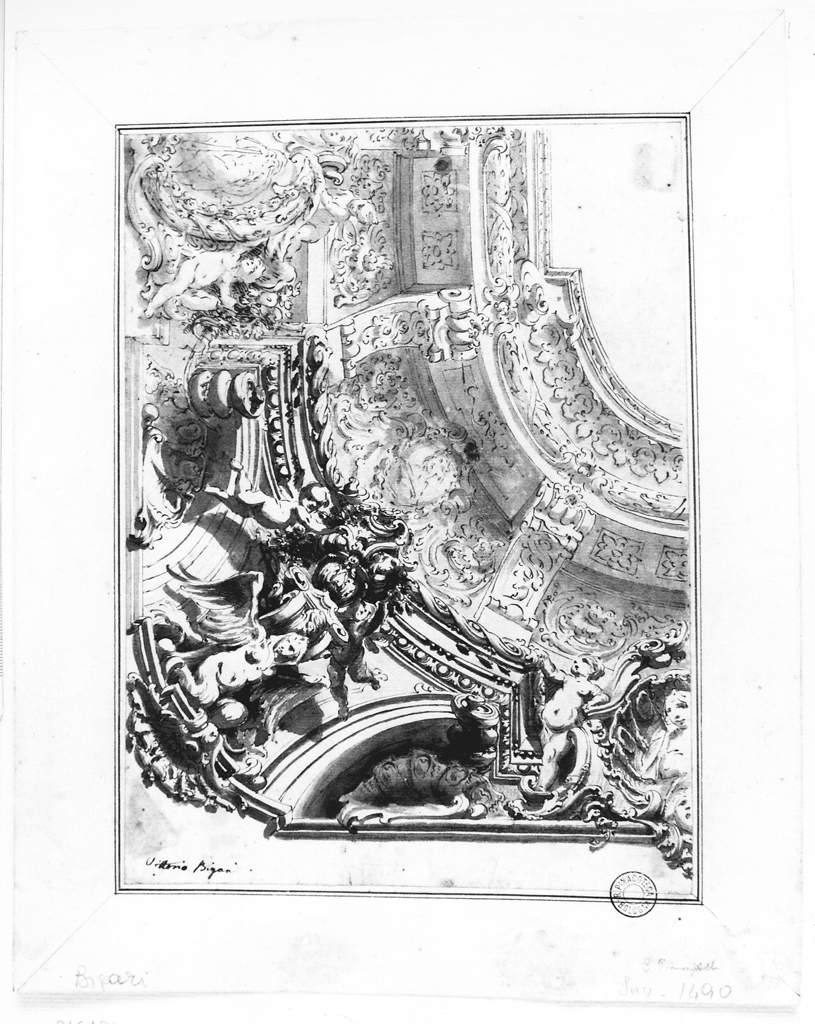 soffitto con motivi decorativi (disegno) di Bigari Vittorio Maria (sec. XVIII)