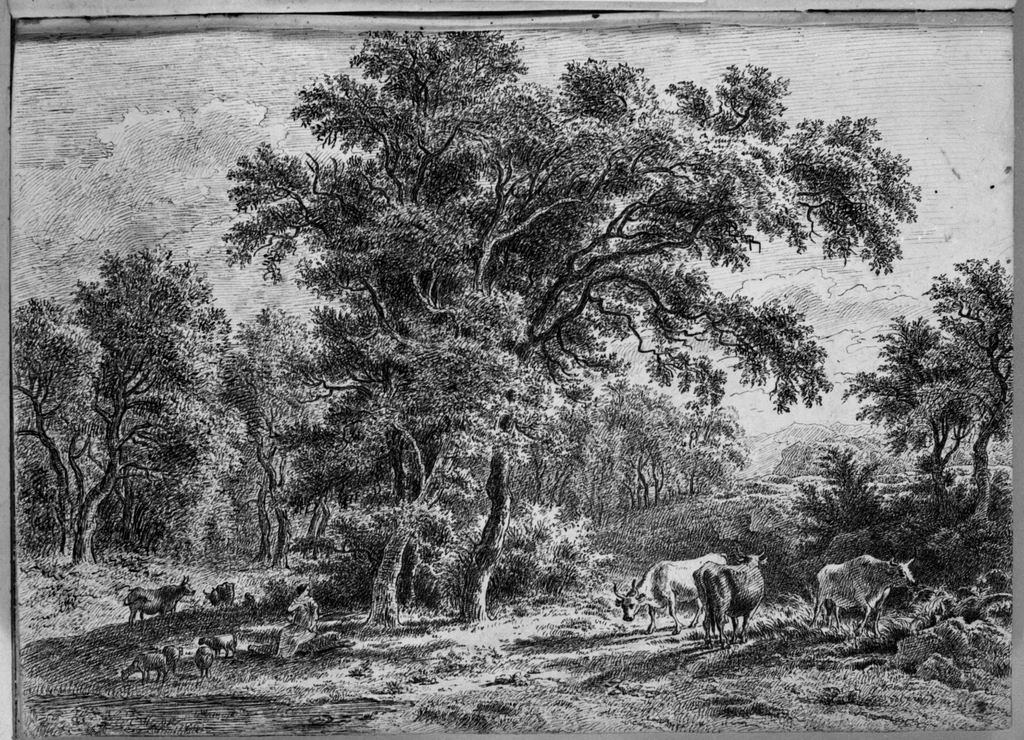 paesaggio rurale (disegno, elemento d'insieme) di Campedelli Ottavio (metà sec. XIX)