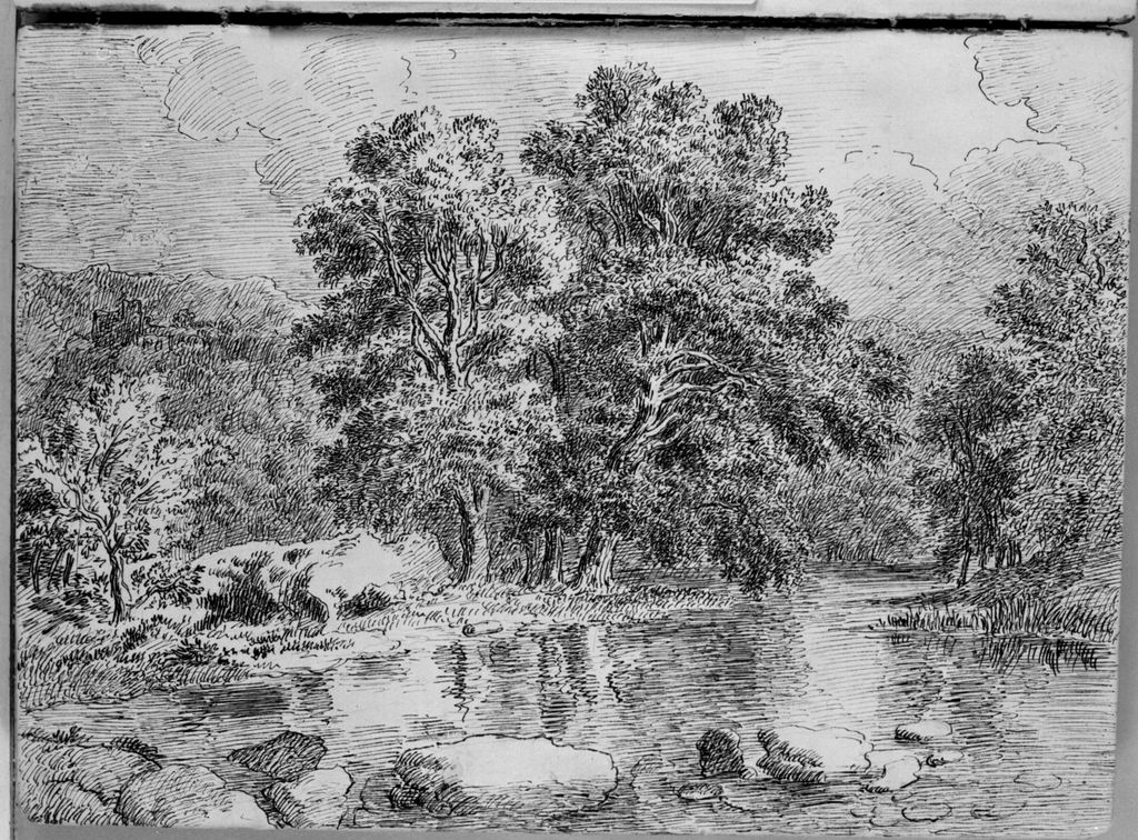 paesaggio (disegno, elemento d'insieme) di Campedelli Ottavio (metà sec. XIX)