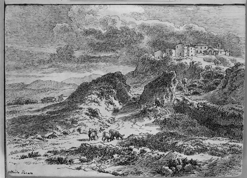 Paesaggio di Monte Donato (disegno, elemento d'insieme) di Campedelli Ottavio (metà sec. XIX)