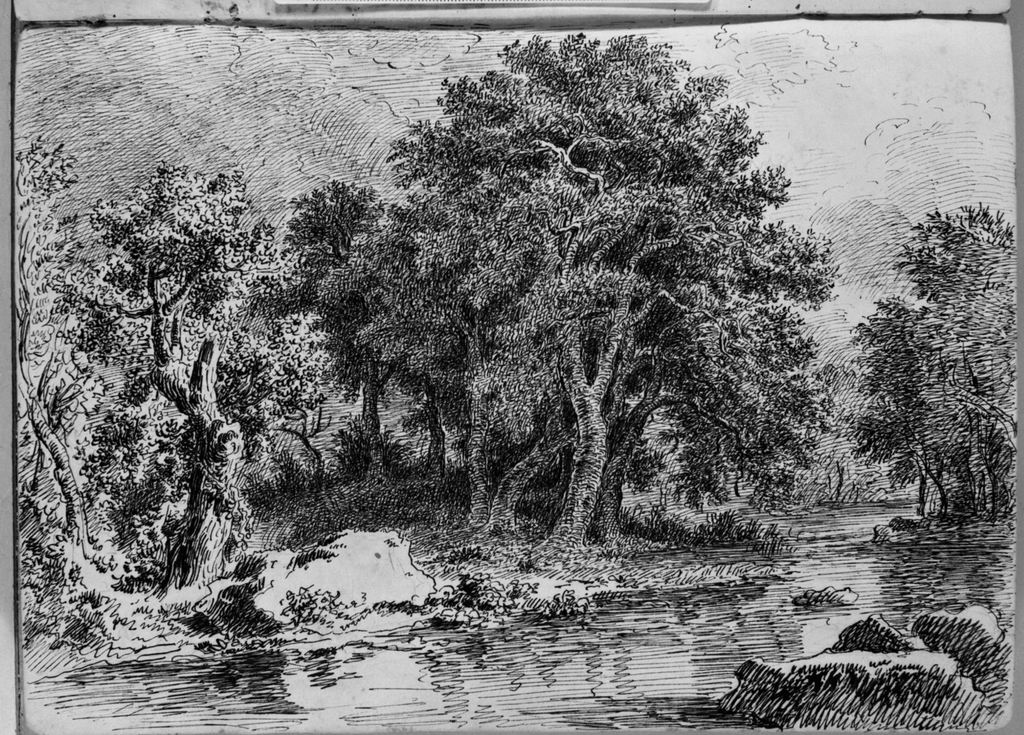 paesaggio (disegno, elemento d'insieme) di Campedelli Ottavio (metà sec. XIX)