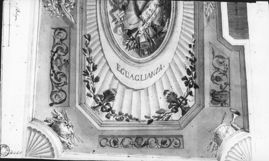 Motivi decorativi con strumenti e spartiti musicali (disegno) di Basoli Antonio (prima metà sec. XIX)