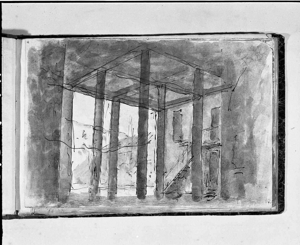 portico rustico (disegno, elemento d'insieme) di Galliari Fabrizio (attribuito) (seconda metà sec. XVIII)