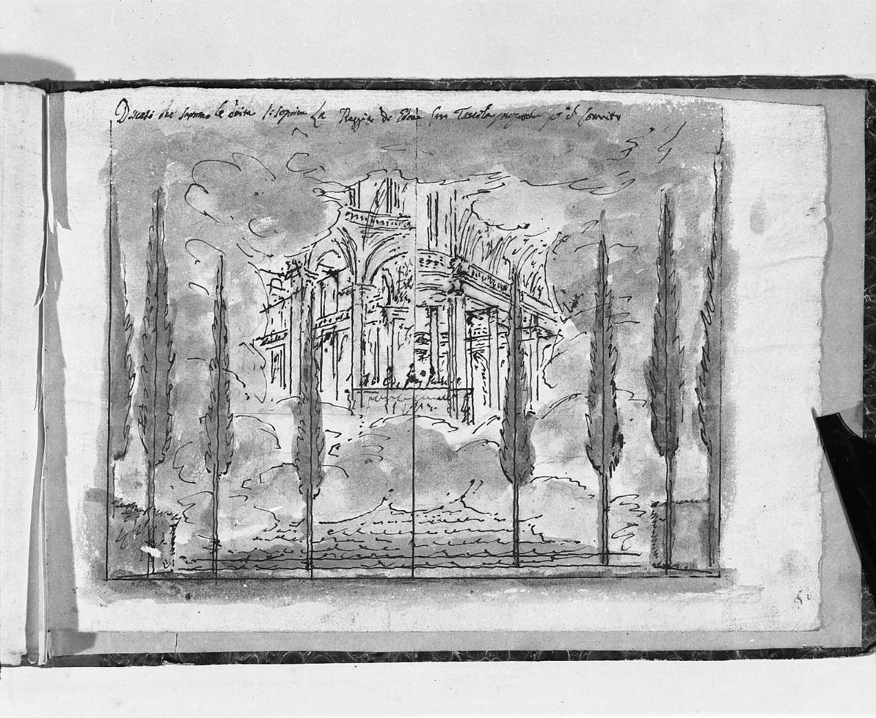 reggia di Edone (disegno, elemento d'insieme) di Galliari Fabrizio (attribuito) (sec. XVIII)