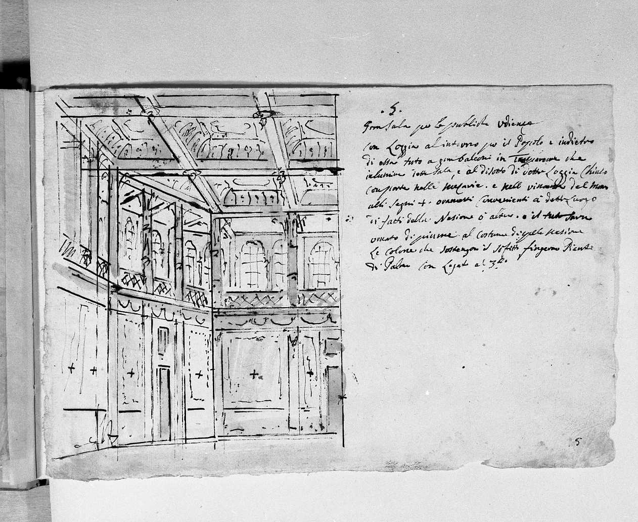 gran sala per le pubbliche udienze (disegno, elemento d'insieme) di Galliari Fabrizio (attribuito) (sec. XVIII)