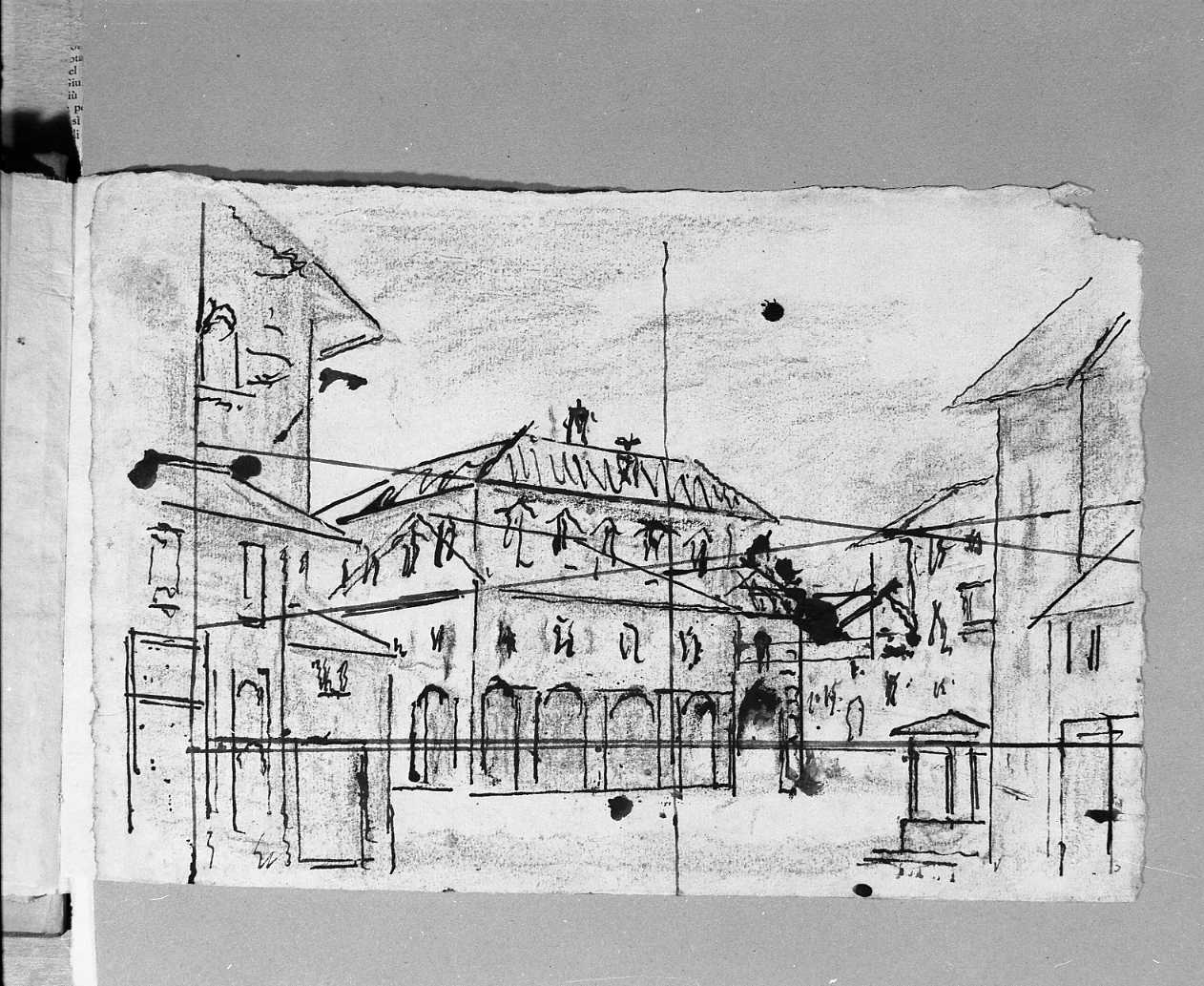 piazza rustica (disegno, elemento d'insieme) di Galliari Fabrizio (attribuito) (sec. XVIII)