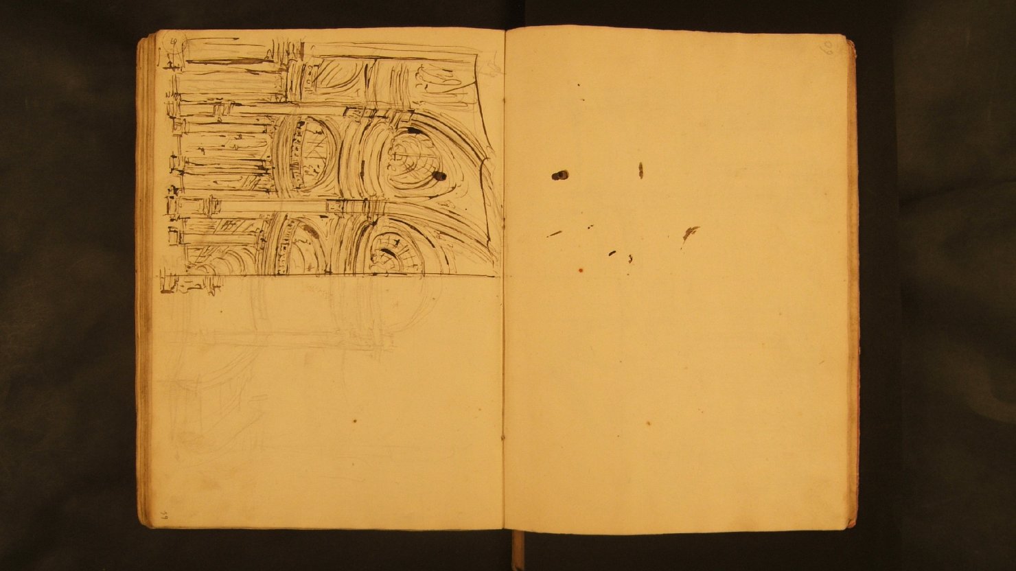 due schizzi di luogo magnifico (v.) (disegno, elemento d'insieme) di Galliari Gaspare (attribuito) (sec. XVIII)