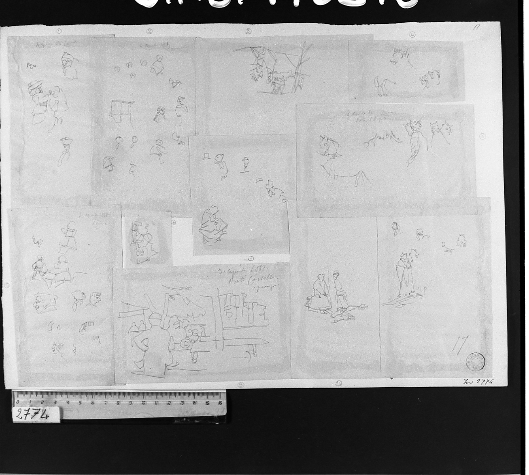 studio di figura (disegno, elemento d'insieme) di Serra Lugi (seconda metà sec. XIX)