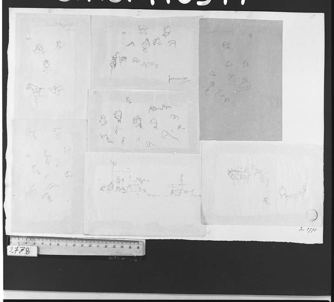 studio di figura (disegno, elemento d'insieme) di Serra Lugi (seconda metà sec. XIX)