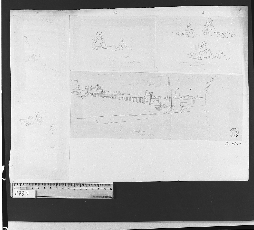 studio di figura (disegno, elemento d'insieme) di Serra Lugi (seconda metà sec. XIX)