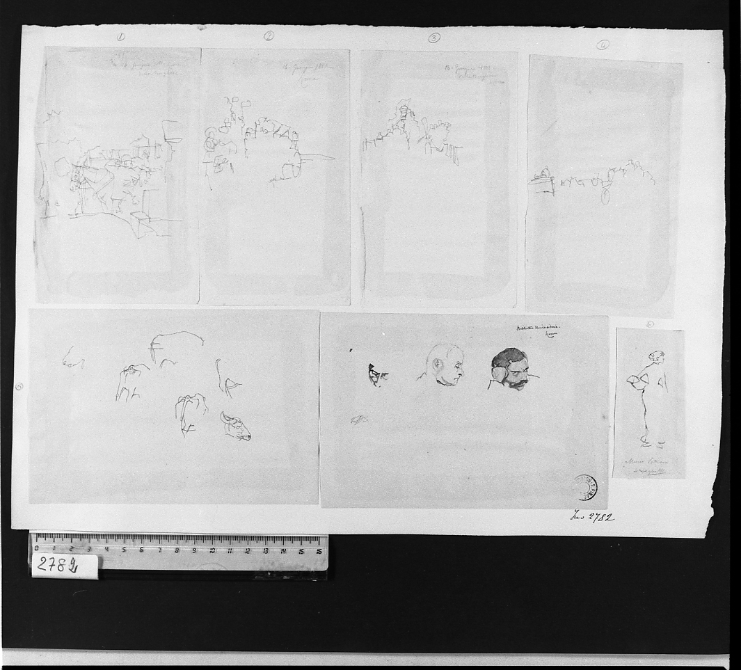 studio di figure in un esterno (disegno, elemento d'insieme) di Serra Lugi (seconda metà sec. XIX)