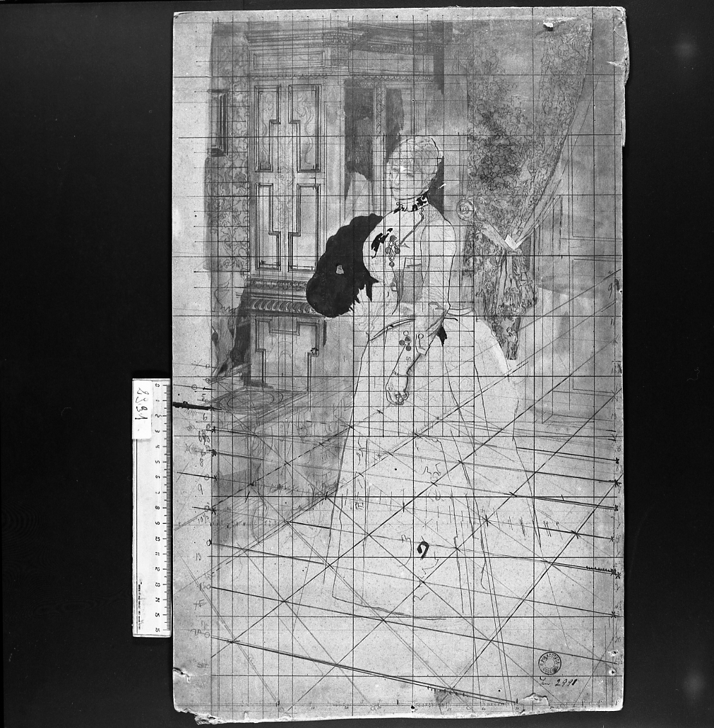 studio per il ritratto della signora Deserti (disegno) di Serra Lugi (sec. XIX)