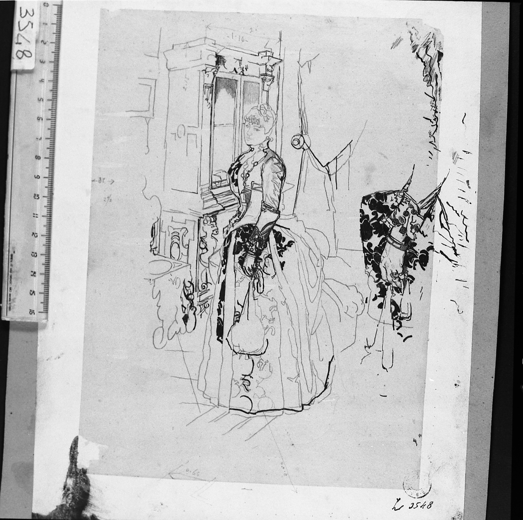 studio per il ritratto della signora Deserti (disegno) di Serra Lugi (sec. XIX)