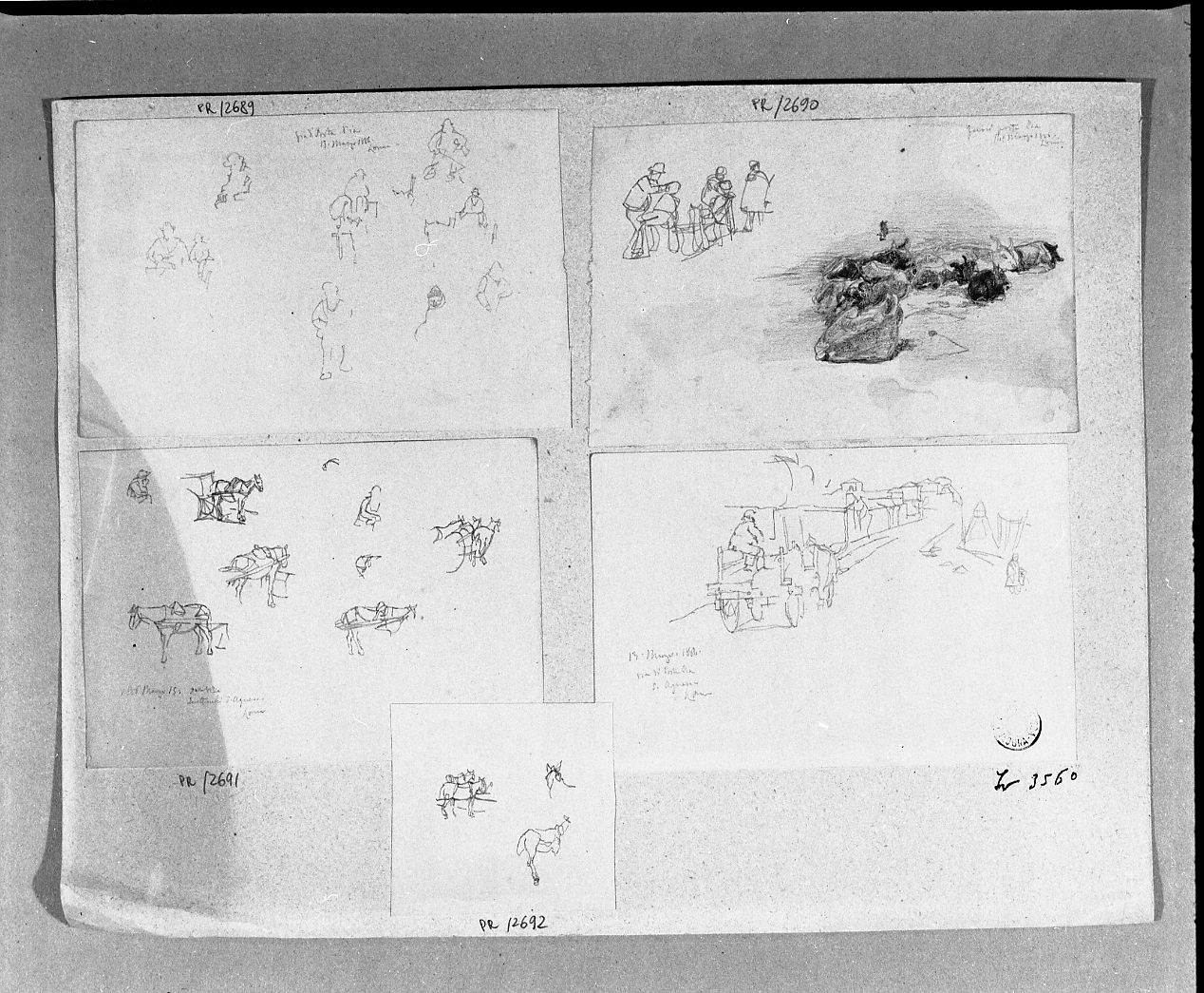 studi di figure (disegno) di Serra Lugi (sec. XIX)