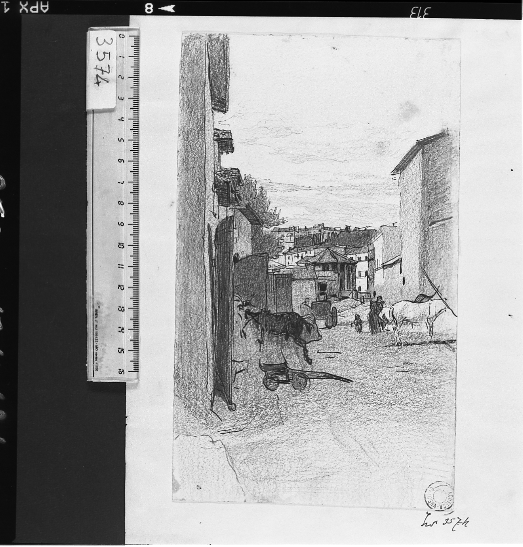 studio di veduta (disegno) di Serra Lugi (sec. XIX, sec. XIX)