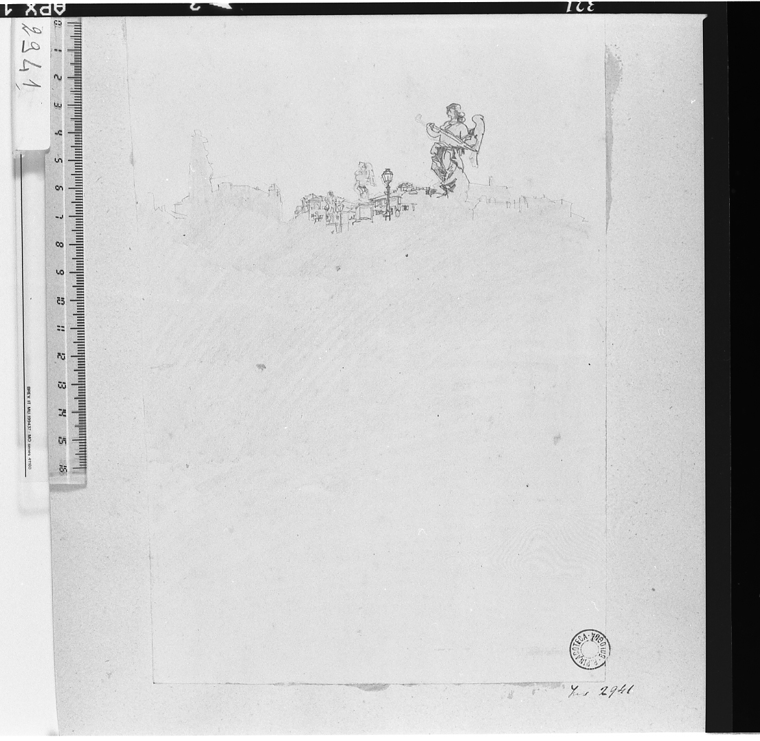 Veduta di ponte Sant'Angelo a Roma (disegno) di Serra Lugi (sec. XIX)