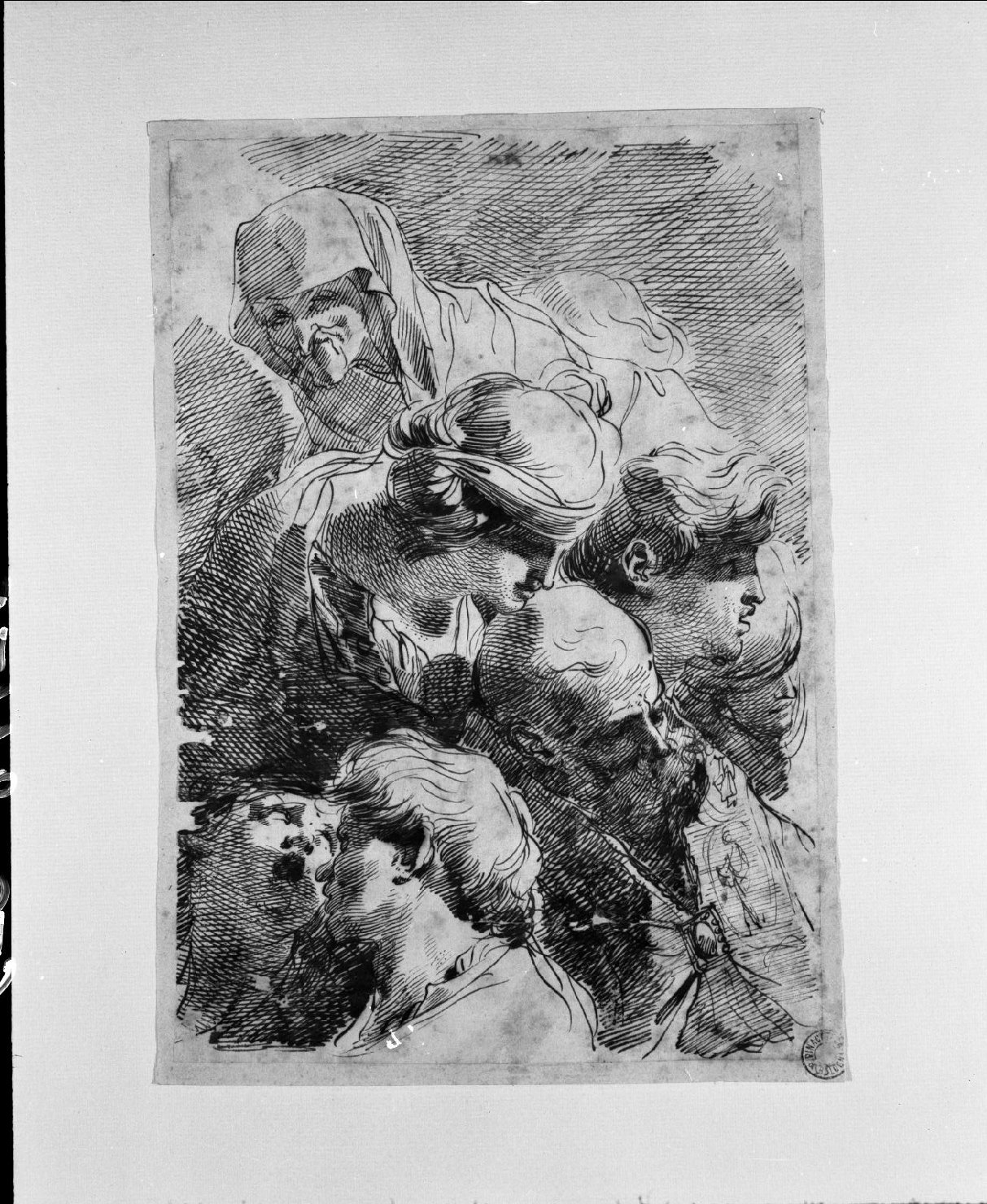 studio di sette teste (disegno, opera isolata) di Gandolfi Gaetano (attribuito) (fine sec. XVIII)