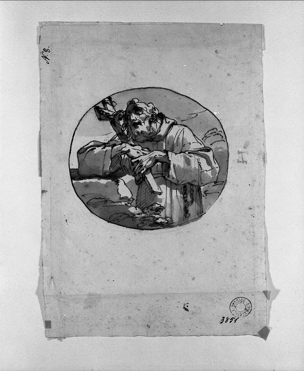 San Domenico con la croce (disegno, opera isolata) di Gandolfi Ubaldo (attribuito) (sec. XVIII)