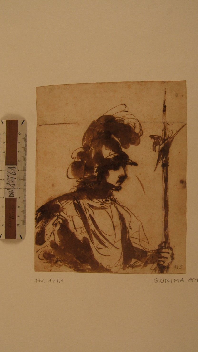 profilo di un guerriero (disegno, opera isolata) di Gionima Antonio (attribuito) (sec. XVII)