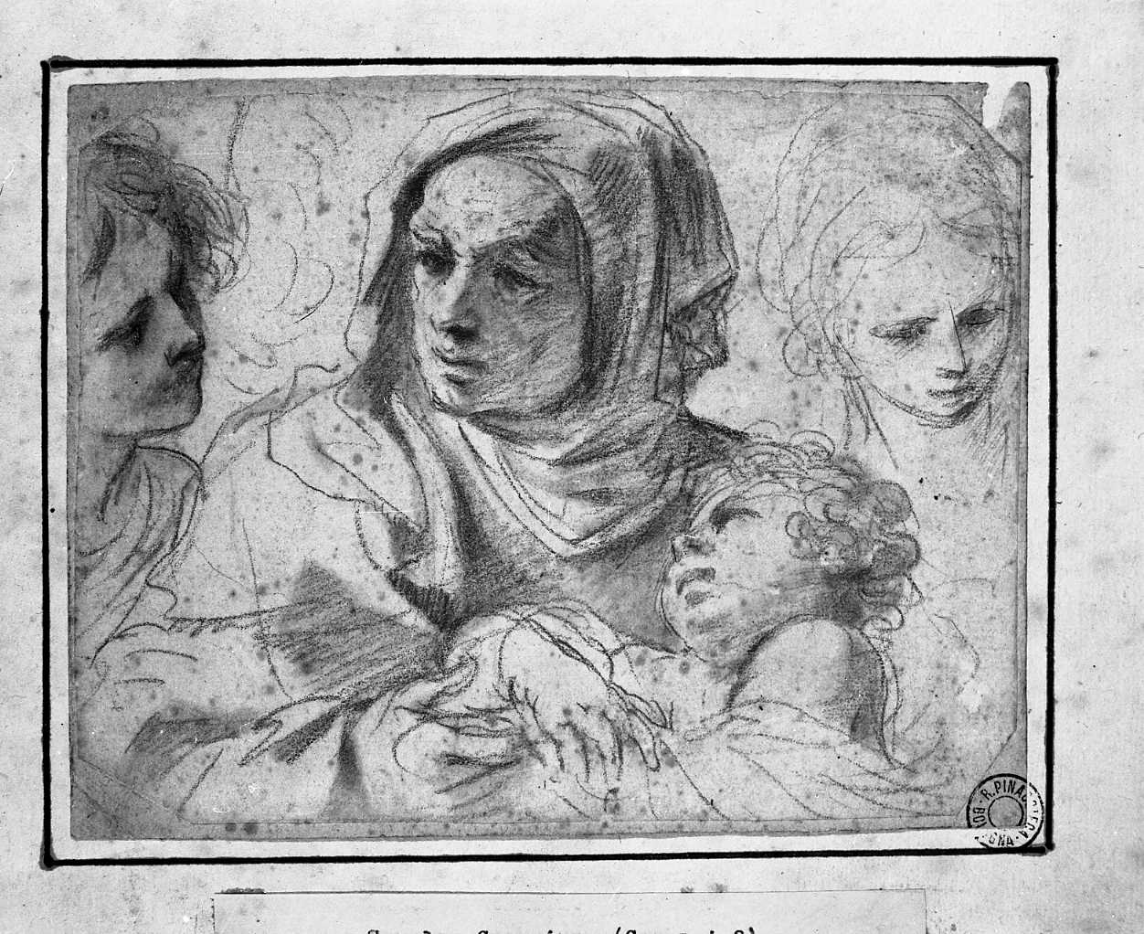 Madonna con Bambino e angeli (disegno, opera isolata) di Gennari Benedetto il Giovane (attribuito) (sec. XVII)