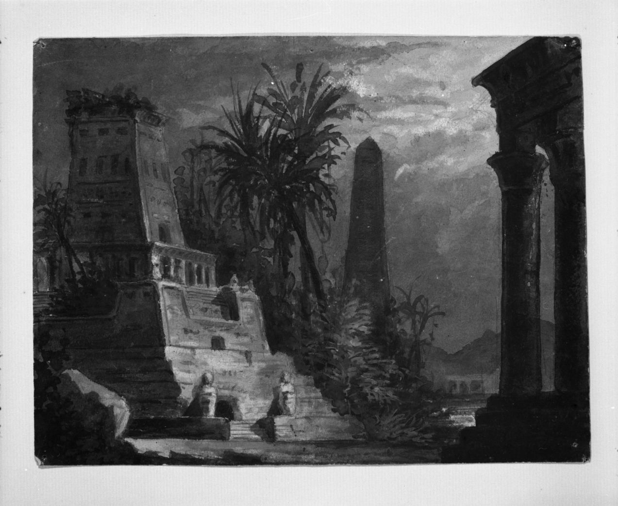 tempio di Iside: scenografia per l'Aida (disegno, opera isolata) di Gadini A (sec. XIX)