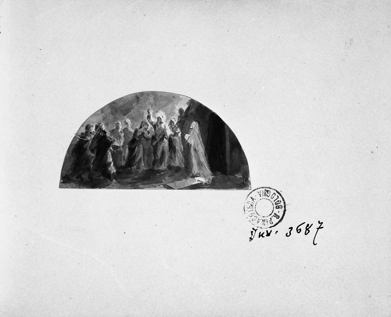 Cristo tra apostoli e Santi (disegno, opera isolata) di Guardassoni Alessandro (attribuito) (sec. XIX)