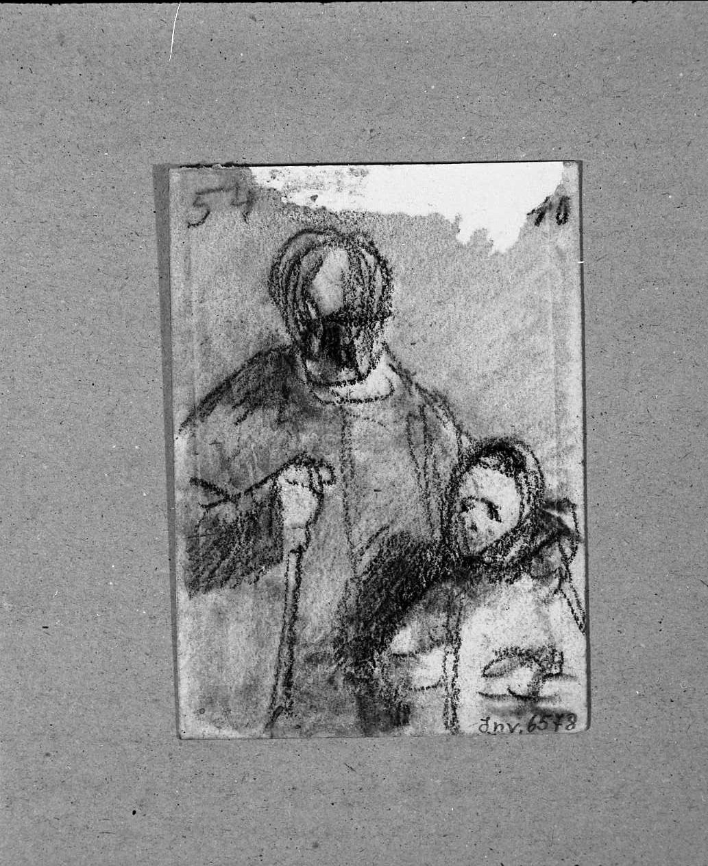 martirio di Santa Caterina/ schizzo di due figure (disegno, opera isolata) di Guardassoni Alessandro (attribuito) (sec. XIX)