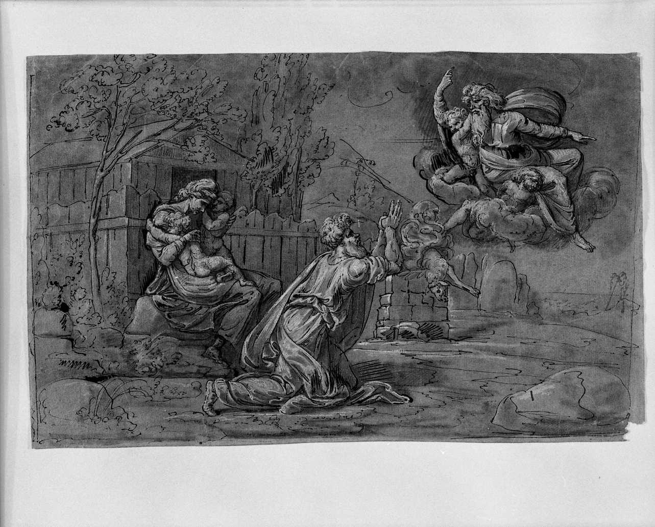 scena biblica (disegno, opera isolata) di Sellari Girolamo detto Girolamo da Carpi (cerchia) (sec. XVI)