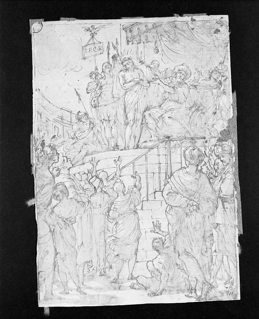 Pilato mostra Cristo al popolo (disegno, opera isolata) di Gandolfi Ubaldo (attribuito) (sec. XVIII)