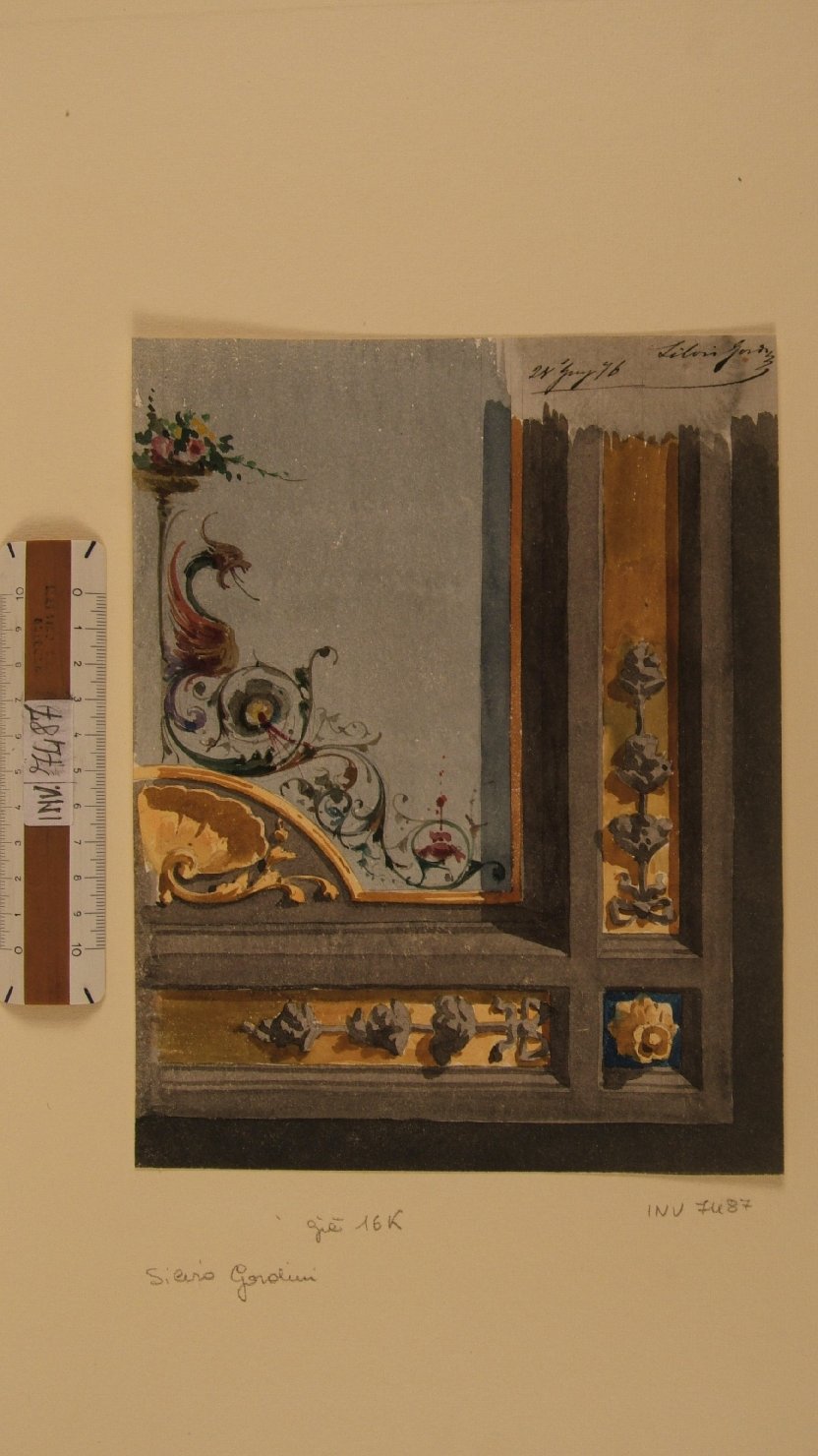 schizzo di elementi decorativi (disegno, opera isolata) di Gordini Silvio (attribuito) (sec. XIX)