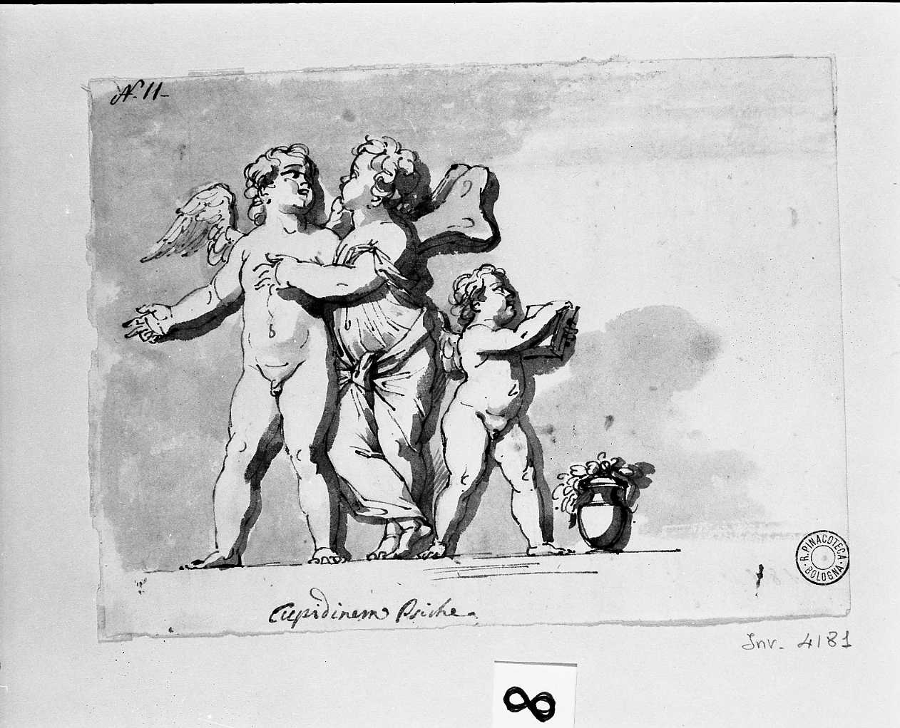 tre amorini (disegno, opera isolata) di Pedrini Domenico (attribuito) (fine sec. XVIII)