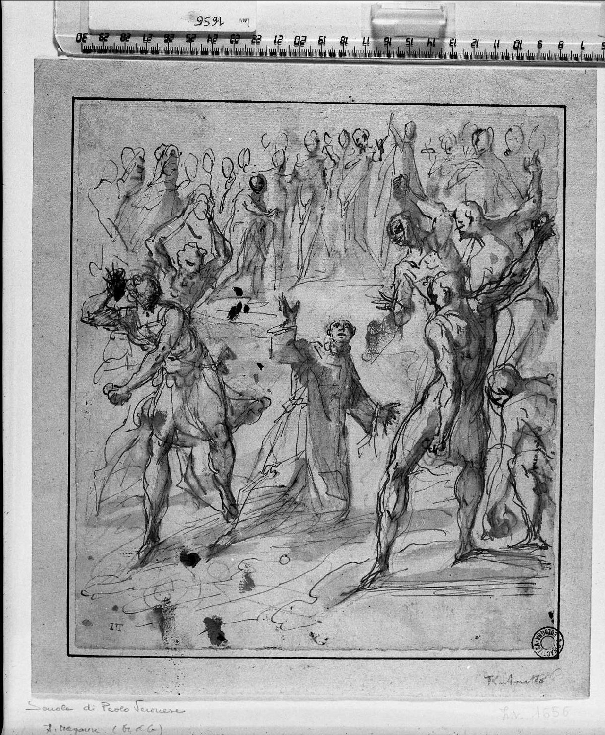 lapidazione di Santo Stefano (disegno, opera isolata) di Maganza Alessandro (attribuito) (fine/inizio secc. XVI/ XVII)