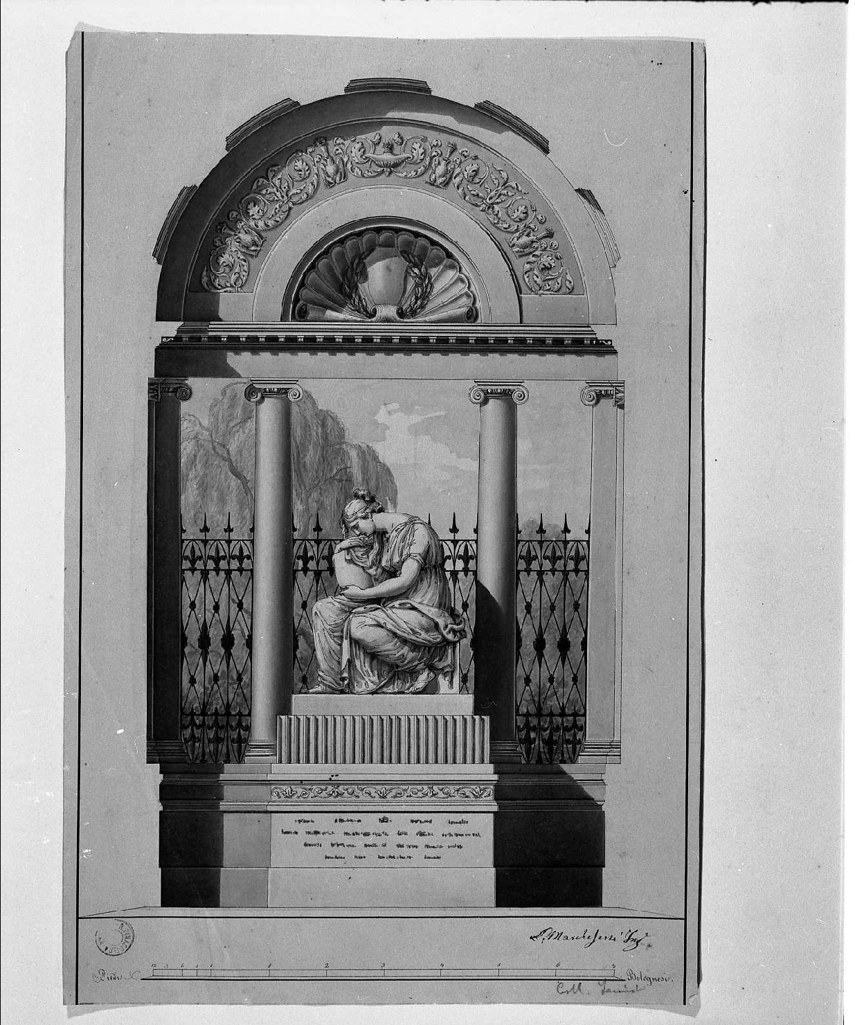 monumento funebre (disegno, opera isolata) di Marchesini Luigi (sec. XIX)