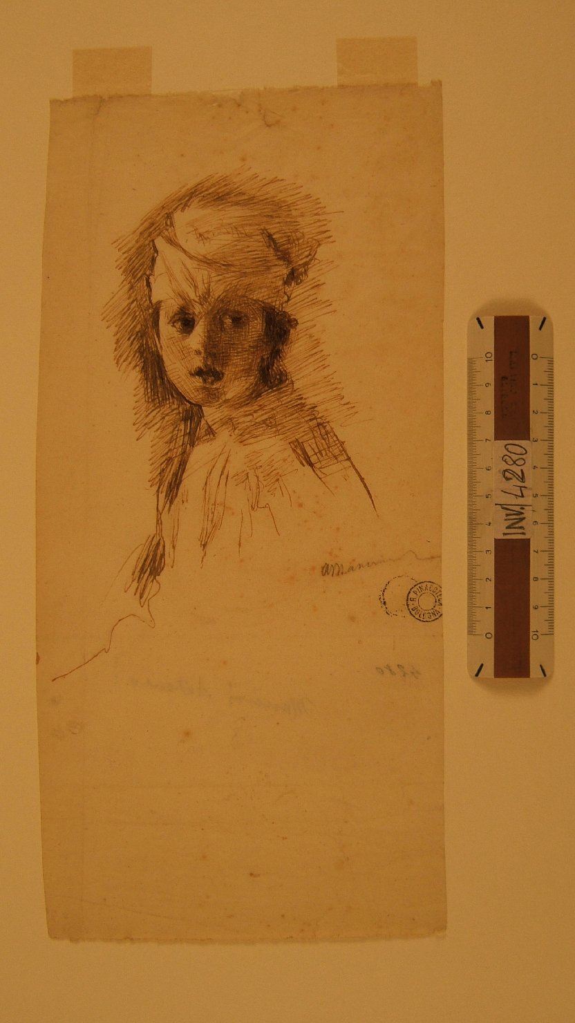 mezzo busto di un bambino (disegno, opera isolata) di Mancini Antonio (secc. XIX/ XX)
