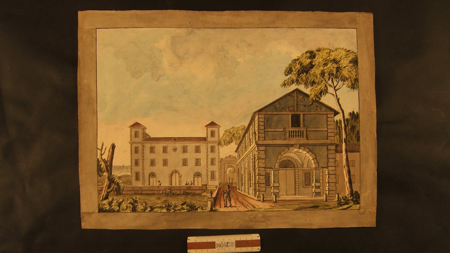 veduta di villa Legnani (disegno, opera isolata) di Panfili Pio (secc. XVIII/ XIX)