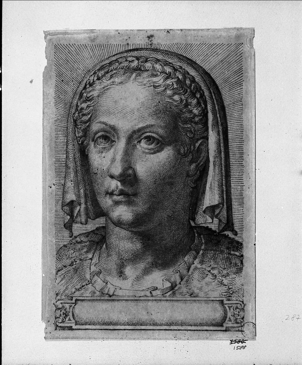 busto di donna (disegno, pendant) di Passarotti Bartolomeo (attribuito) (seconda metà sec. XVI)