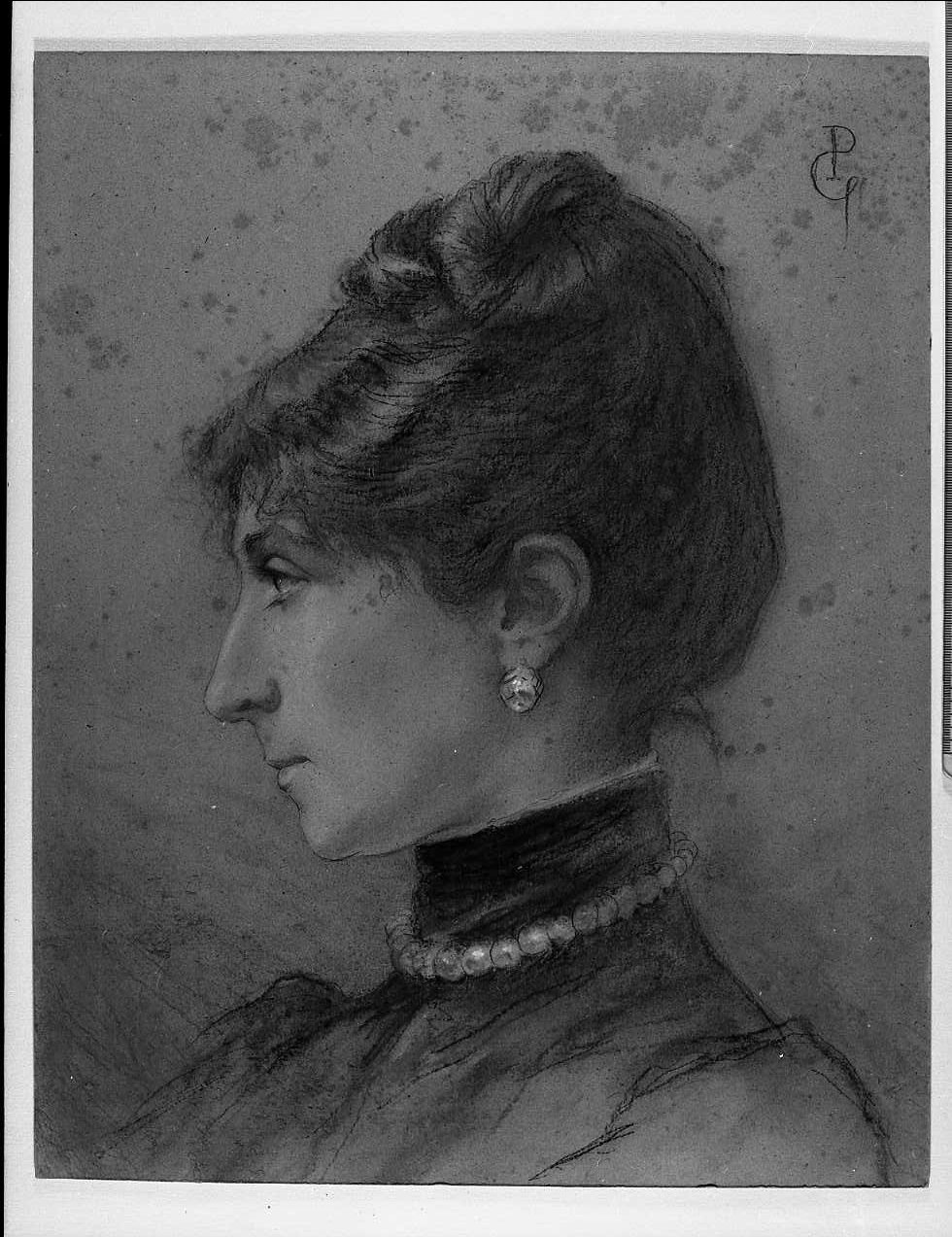 Ritratto della Principessa Anna Maria Torlonia, ritratto di donna (disegno, opera isolata) di Piancastelli Giovanni (attribuito) (secc. XIX/ XX)