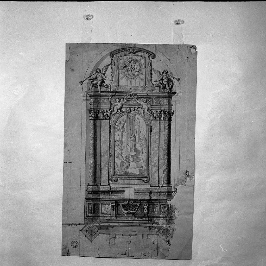 disegno di altare settecentesco (disegno, opera isolata) di Piazza Carlo (attribuito) (secc. XVIII/ XIX)