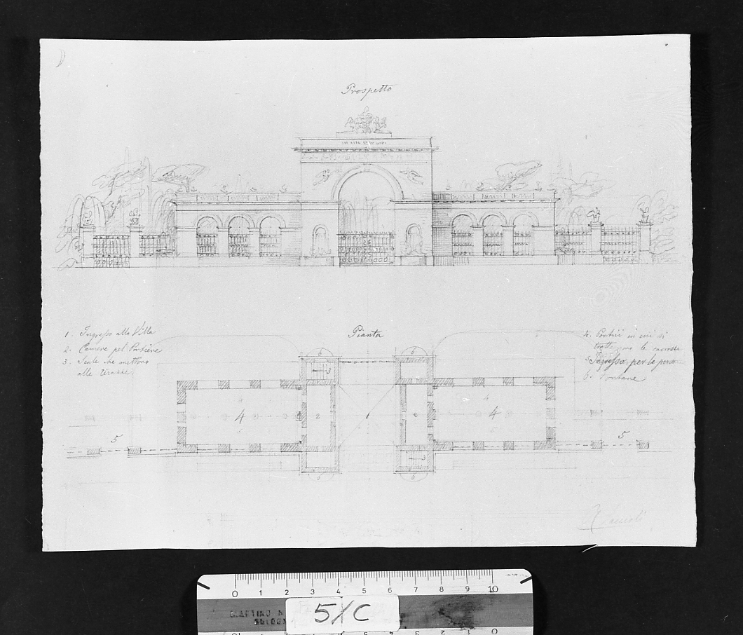 ingresso ad una villa (disegno) di Faccioli Raffaele (sec. XIX)
