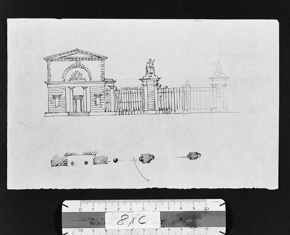 ingresso ad una villa (disegno) - ambito bolognese (ultimo quarto sec. XIX)