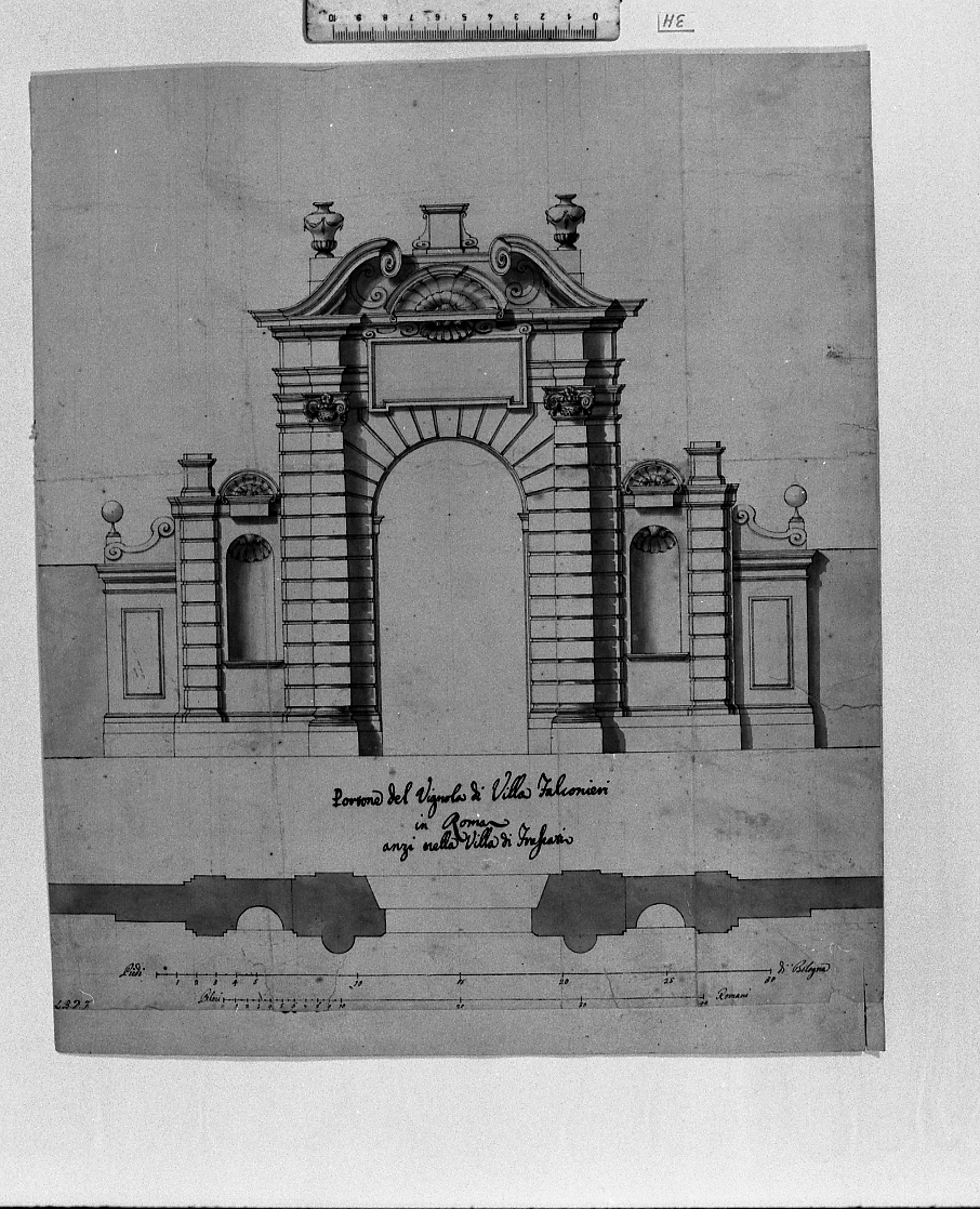ingresso ad una villa (disegno) - ambito accademico bolognese (seconda metà sec. XVIII)