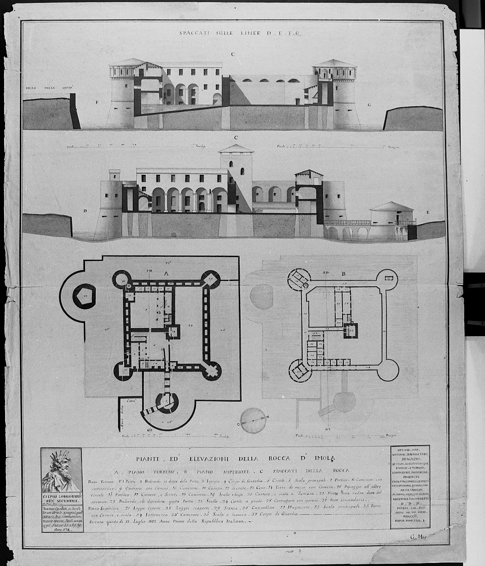 rocca di Imola (disegno) di Magistretti Giuseppe (sec. XIX)