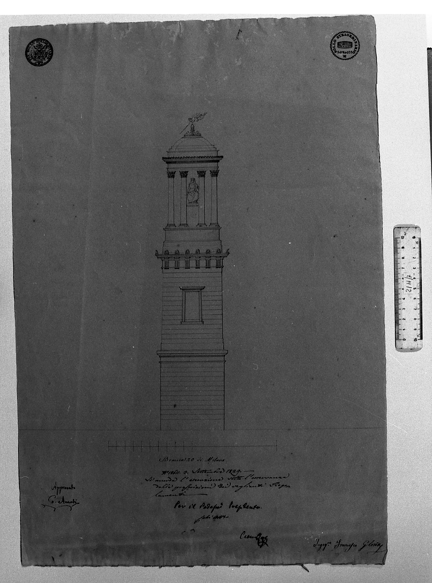 monumento celebrativo (disegno) di Gloria Francesco (sec. XIX)
