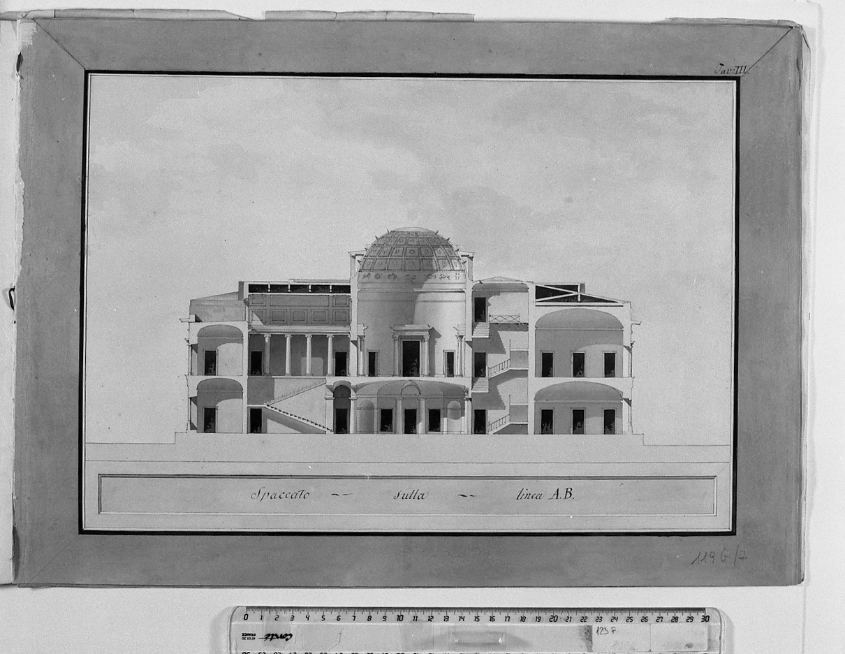 palazzo (disegno, elemento d'insieme) di Antolini Giovanni Antonio (sec. XIX)