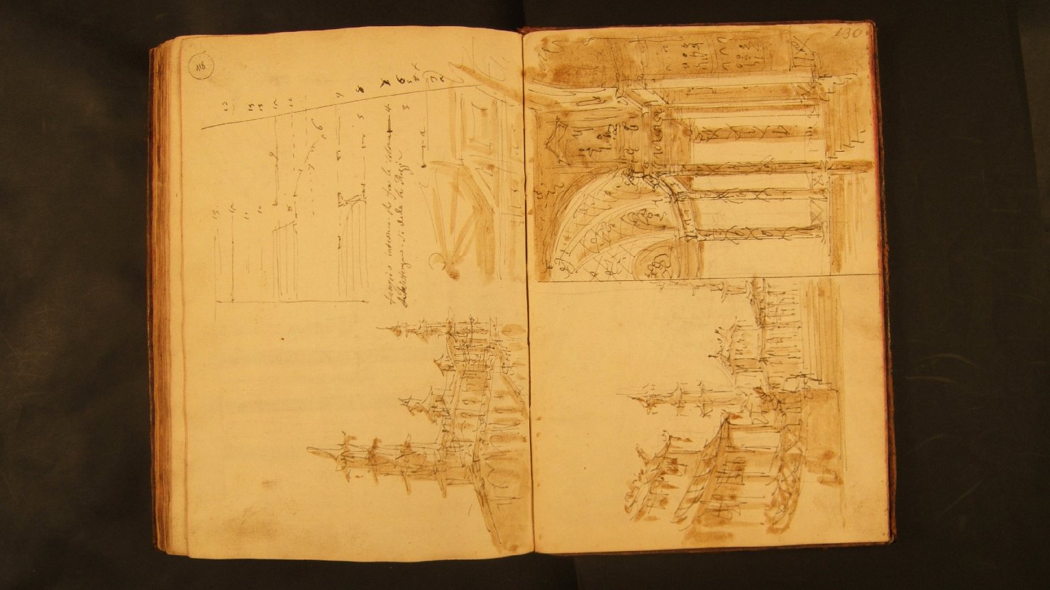 veduta del tempio cinese, interno di tempio cinese (disegno, elemento d'insieme) di Galliari Fabrizio (attribuito) (sec. XVIII)