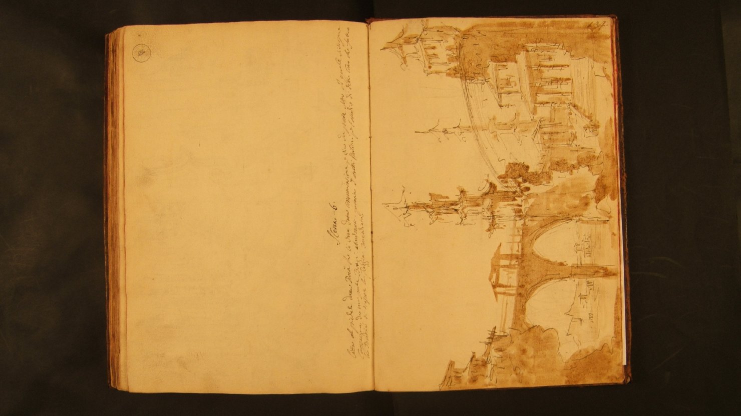 città cinese (disegno, elemento d'insieme) di Galliari Fabrizio (attribuito) (sec. XVIII)