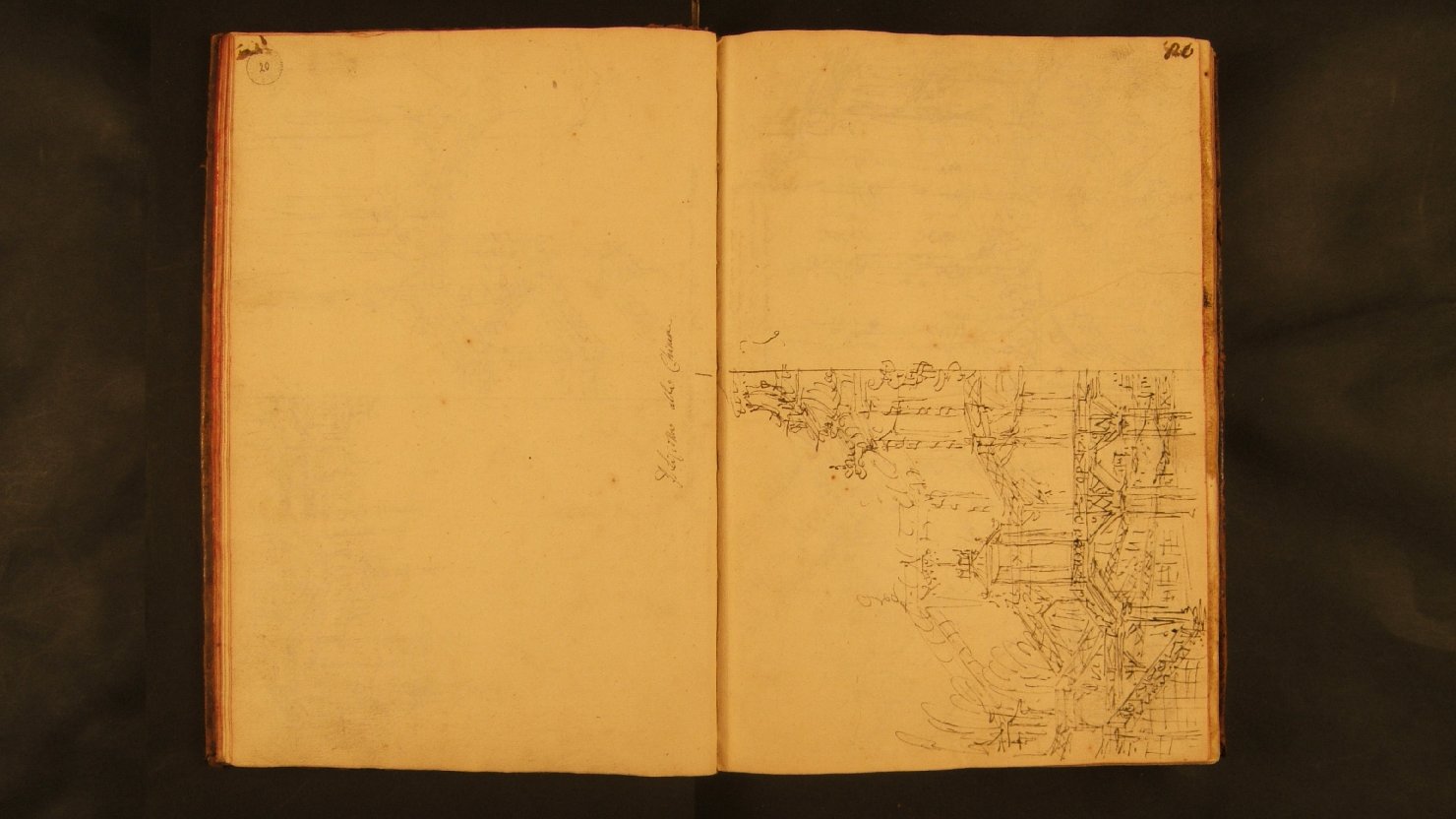 città cinese/ architettura in stile cinese (disegno, elemento d'insieme) di Galliari Fabrizio (attribuito) (sec. XVIII)