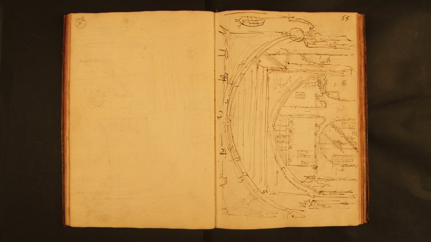 atrio di carcere/ pianta di scena (disegno, elemento d'insieme) di Galliari Fabrizio (attribuito) (sec. XVIII)